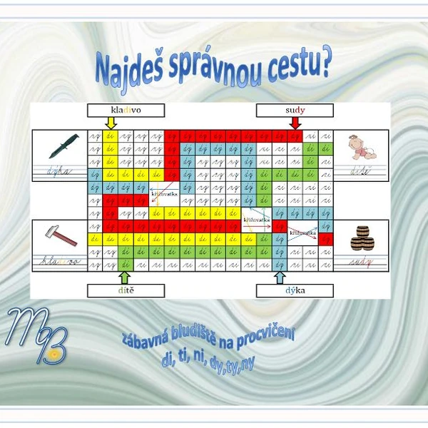 Najdeš správnou cestu? (zábavná bludiště na skupiny slabik)  di – dí – dy – dý ,  ti – tí – ty – tý,   ni – ní – ny – ný