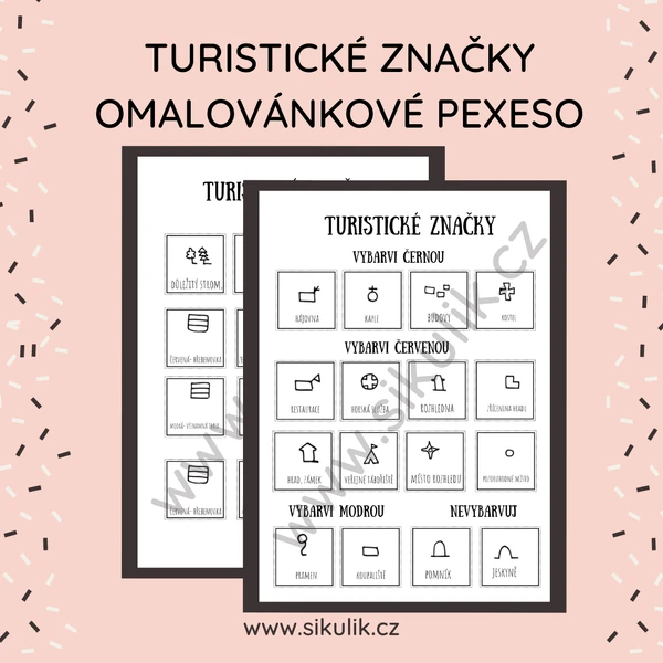 Omalovánkové PEXESO TURISTICKÉ ZNAČKY