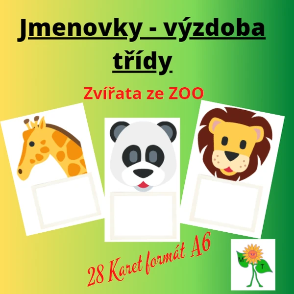 Jmenovky ZOO - výzdoba třídy