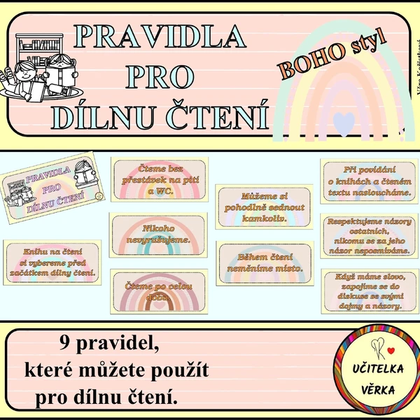 PRAVIDLA PRO DÍLNU ČTENÍ - BOHO styl
