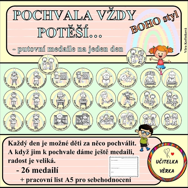 POCHVALA VŽDY POTĚŠÍ… - putovní medaile na jeden den - BOHO styl