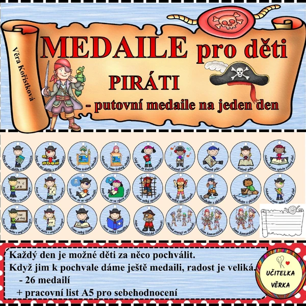POCHVALA VŽDY POTĚŠÍ… - putovní medaile na jeden den - PIRÁTI