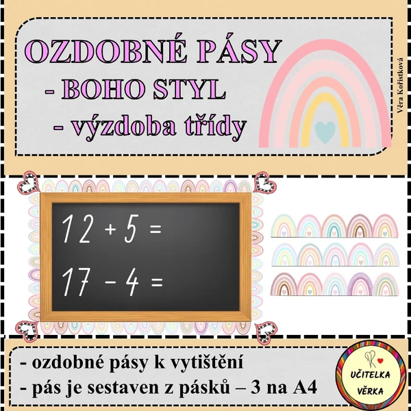 OZDOBNÉ PÁSY - BOHO STYL - výzdoba třídy