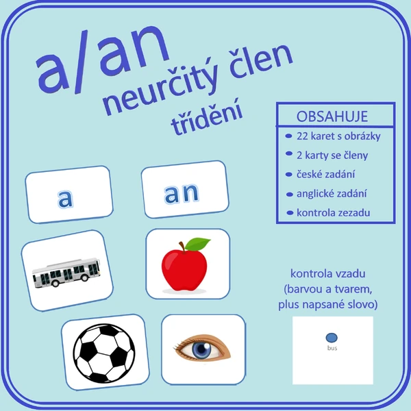 Neurčitý člen - a/an - třídění