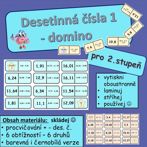 Desetinná čísla 1 - domino
