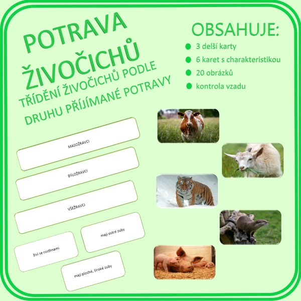 POTRAVA ŽIVOČICHŮ - třídění živočichů podle druhu přijímané potravy