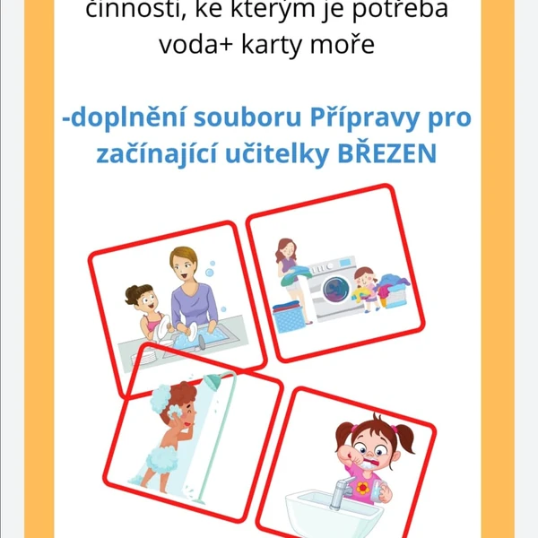 PEXESO-činnosti, ke kterým je potřeba voda-doplněk k přípravám BŘEZEN
