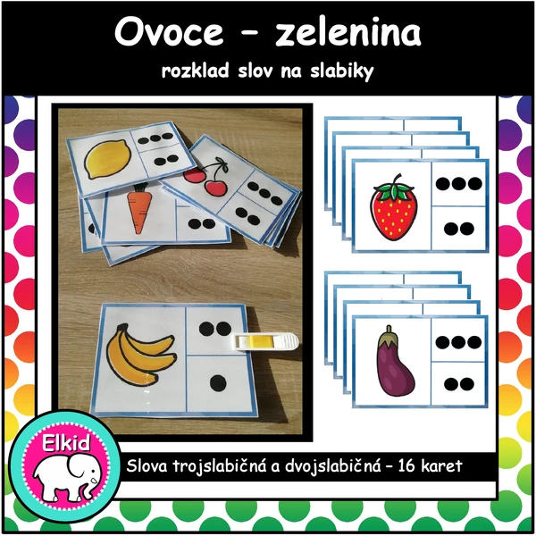 Ovoce – zelenina (rozklad slov na slabiky)
