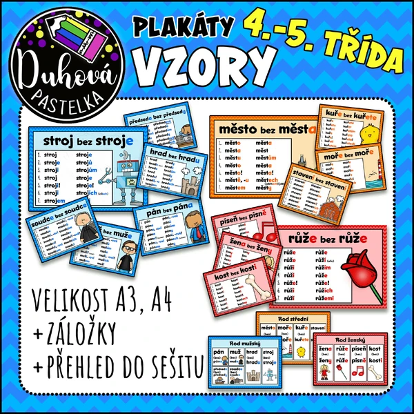 VZORY podstatných jmen - plakáty, záložky