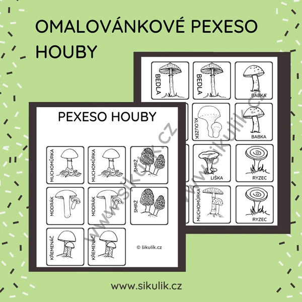 OMALOVÁNKOVÉ PEXESO HOUBY