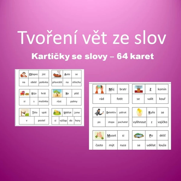 Tvoření vět ze slov - jazykový cit