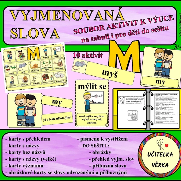 VYJMENOVANÁ SLOVA - soubor karet k výuce ke všem vyjmenovaným slovům