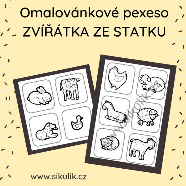Omalovánky+ Pexeso Pro Nejmenší Zvířátka Ze Statku