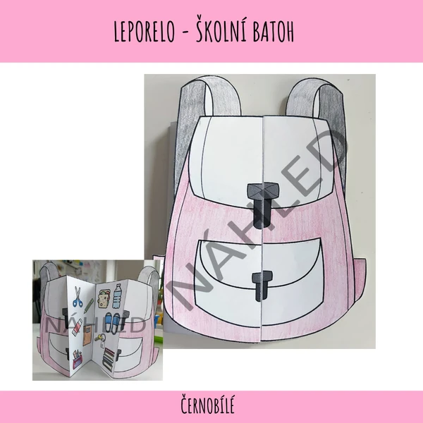 Školní batoh - leporelo šablona
