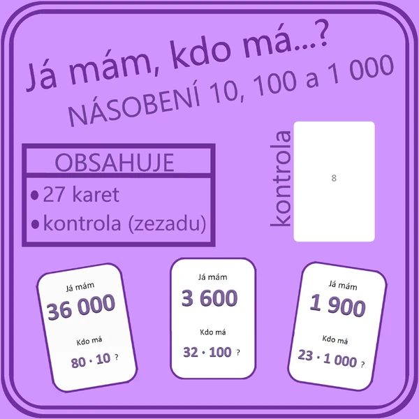 Já mám, kdo má…? NÁSOBENÍ 10, 100 a 1 000.