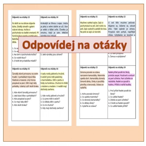 Odpovídej na otázky - čtení s porozuměním