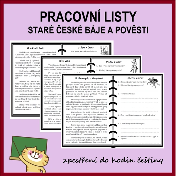 Staré české báje a pověsti - pracovní listy