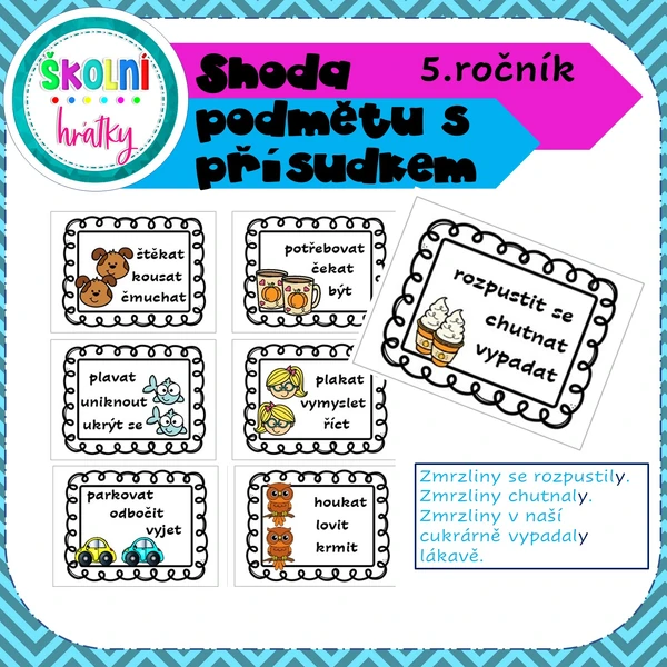Shoda podmětu s přísudkem - tvoř věty s obrázkem