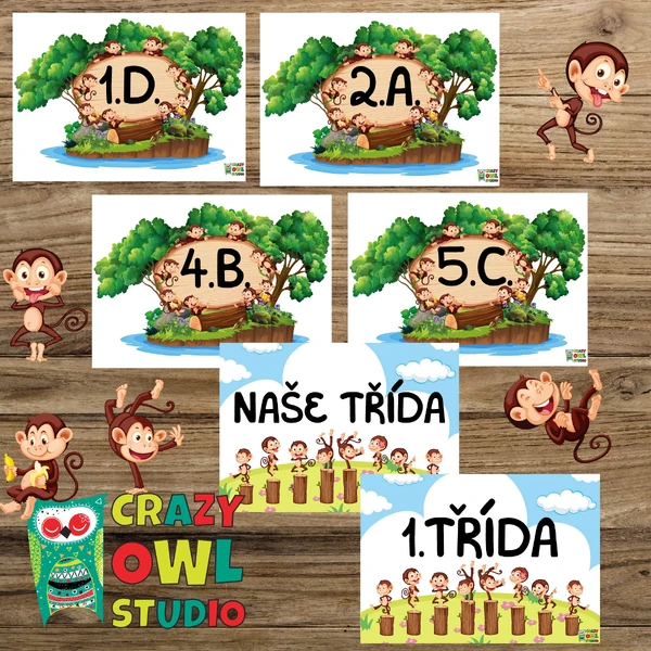 OPIČKY – cedulky na dveře