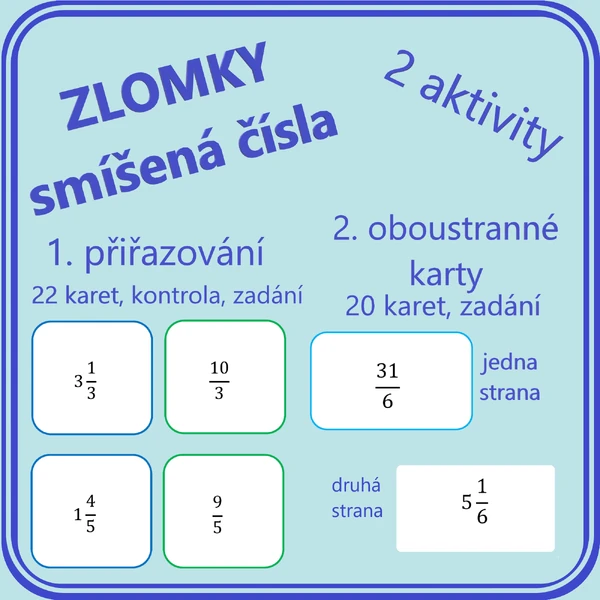ZLOMKY - smíšená čísla - 2 aktivity