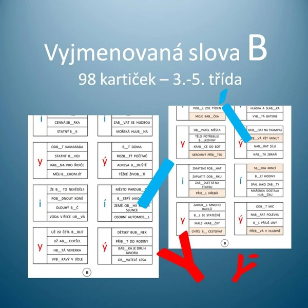 Vyjmenovaná slova po B - kartičky
