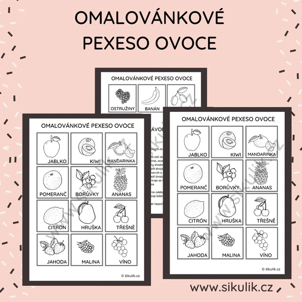 Omalovánkové pexeso OVOCE