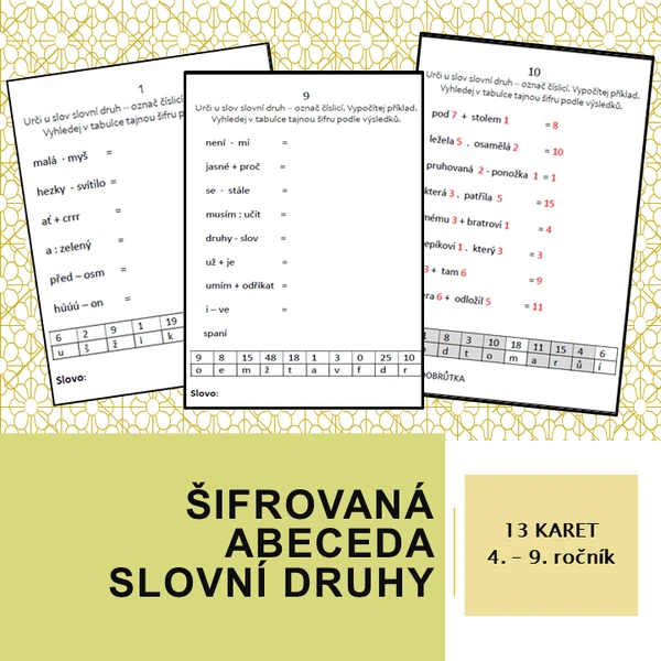 Šifrovaná abeceda - slovní druhy