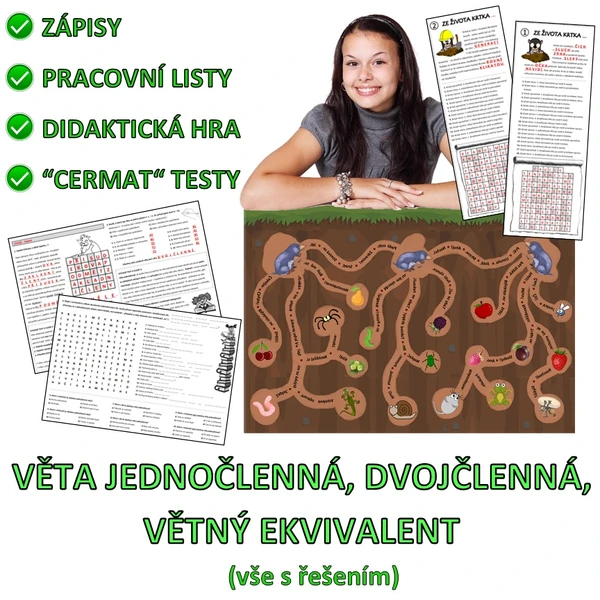 Věta jednočlenná, dvojčlenná, větný ekvivalent (vše s ŘEŠENÍM)