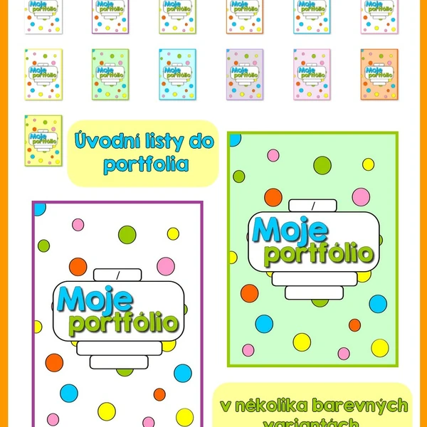 Úvodní list do portfolia - různé barevné varianty