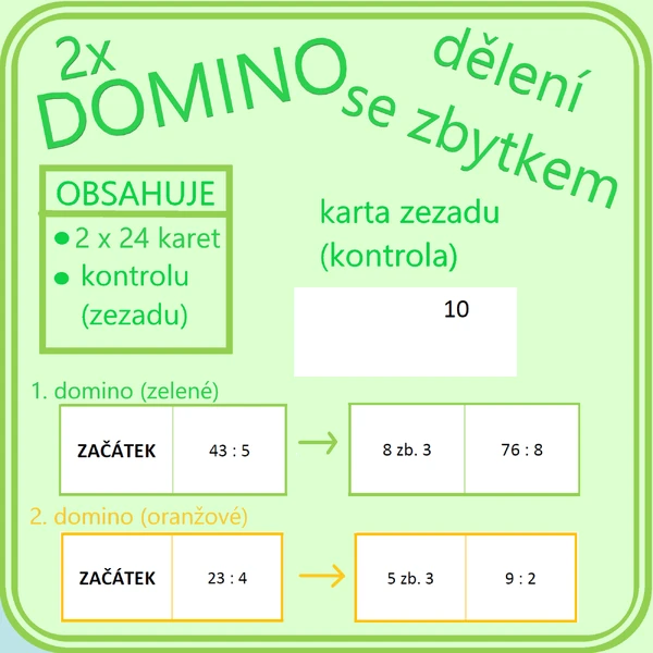 DOMINO – dělení se zbytkem (2x domino)