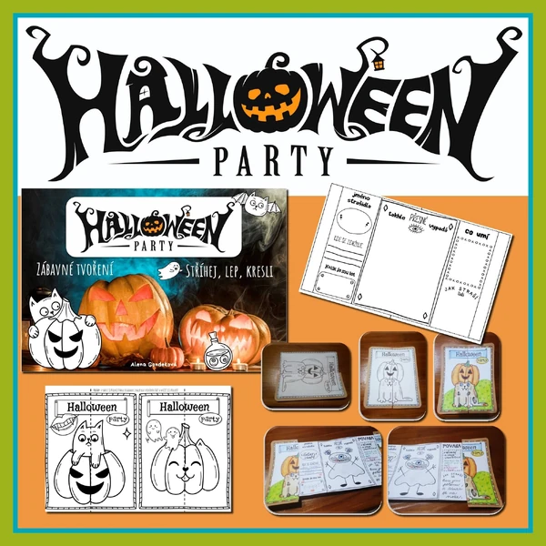 HALLOWEENSKÁ PARTY - OMALOVÁNKA, SKLÁDANKA, PRACOVNÍ LIST