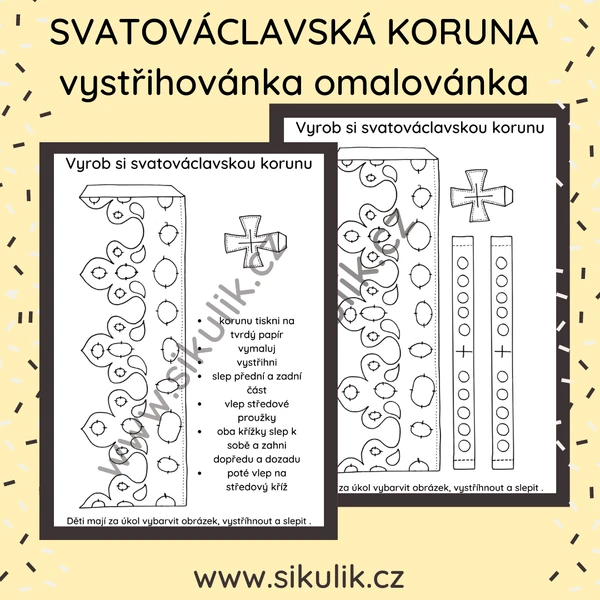 Omalovánka+ Vystřihovánka SVATOVÁCLAVSKÁ KORUNA