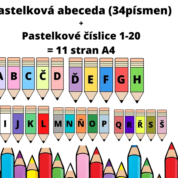 Pastelková abeceda a číslice 1-20