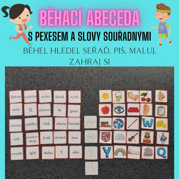 Běhací abeceda s pexesem a slovy souřadnými