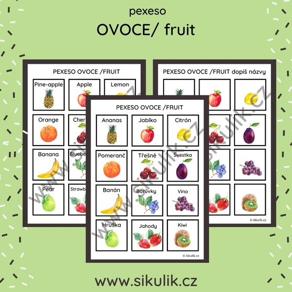 Ovoce/ fruit jč/en pexeso