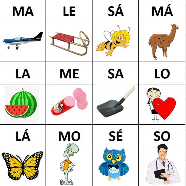 První čtení slabik (A, M, L, E, S, O, P, U)