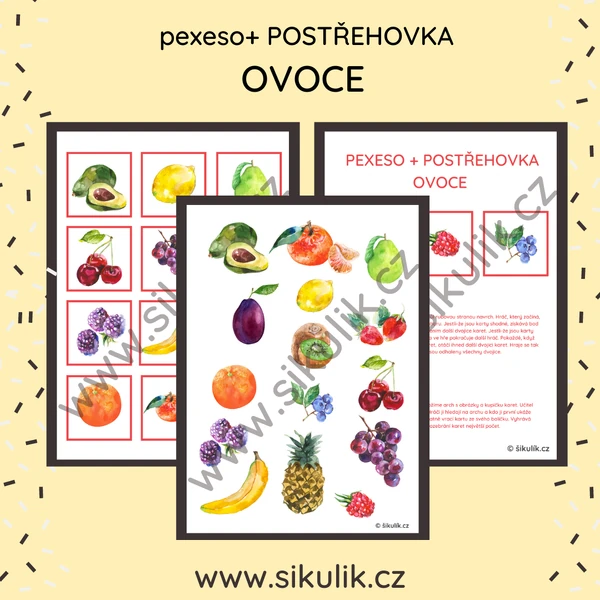 PEXESO+ POSTŘEHOVKA OVOCE