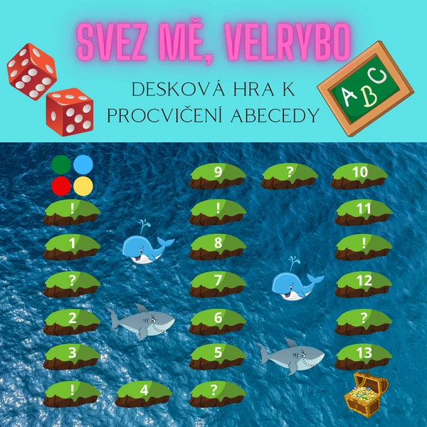 Svez mě, velrybo - desková hra k procvičení abecedy