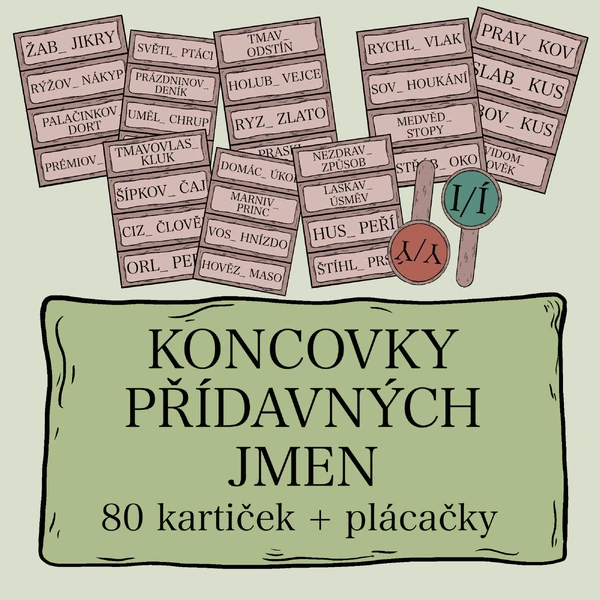 Přídavná jména - kartičky a plácačky
