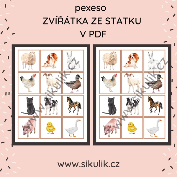Pexeso zvířátka ze statku