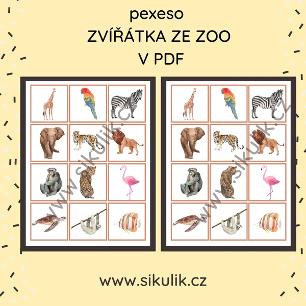 PEXESO ZVÍŘATA ZE ZOO