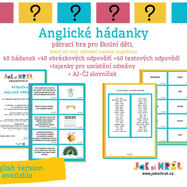Anglické hádanky - pátračka