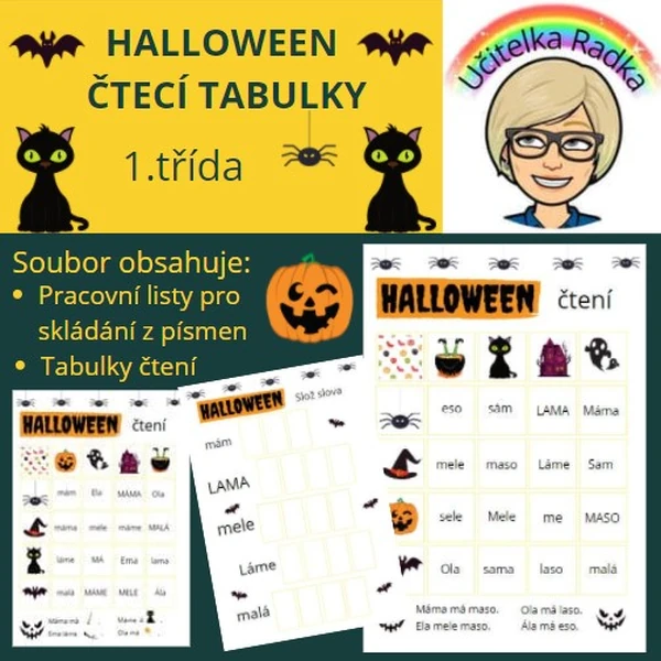 Halloween - čtecí tabulky pro 1.třídu
