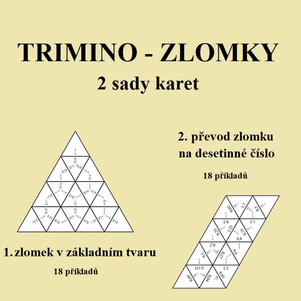 ZLOMKY - základní tvar, převod na desetinné číslo - 2 sady