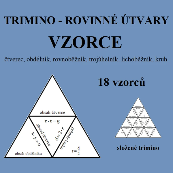 Trimino - ROVINNÉ ÚTVARY - vzorce (obvod, obsah)