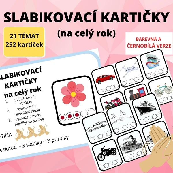 Slabikovací kartičky na celý rok