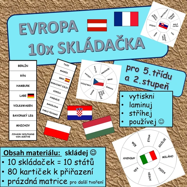 10x skládačka Evropa