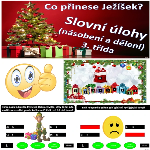 Co přinese Ježíšek? Slovní úlohy (násobení a dělení)