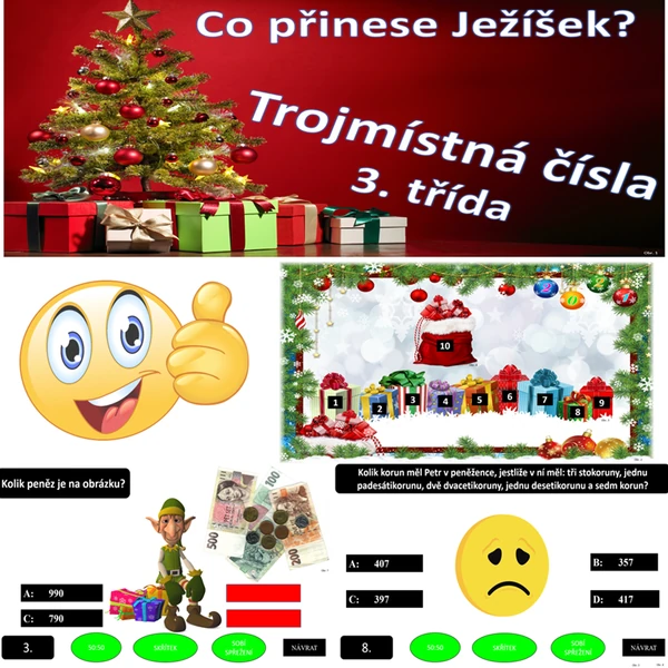 Co přinese Ježíšek? Trojmístná čísla