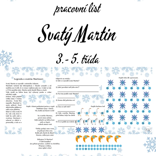 Pracovní list sv. Martin. Jak to s ním doopravdy bylo? 